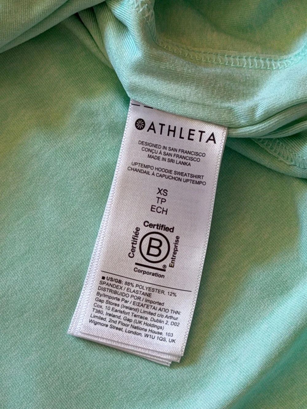 Athleta Uptempo Hoodie Sweatshirt Wintergreen Mint